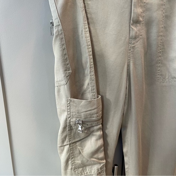 TAGS Timeless Apparel Getaway Style Sage Green Tencel Cargo Utility Boho Pant - Picture 3 of 7